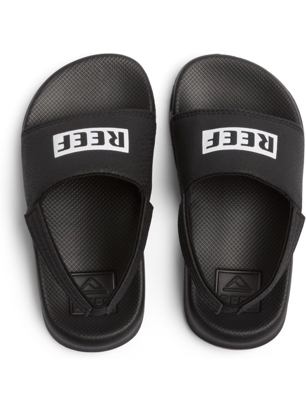 NWT - Reef Kids Black Slide Sandals with White Logo